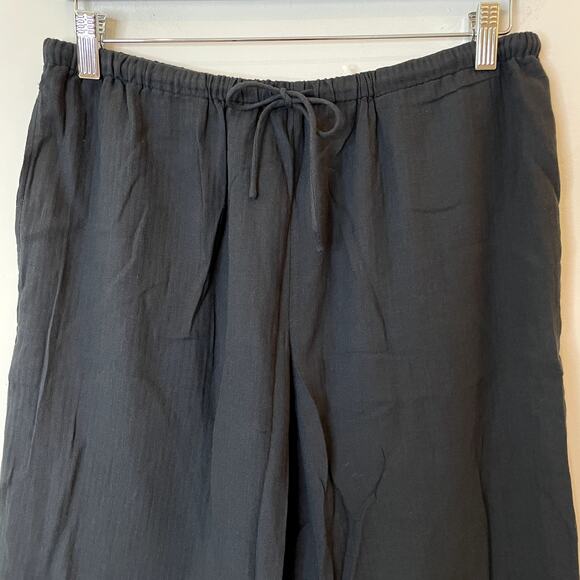 J.Crew Airy Gauze Beach Pant Elastic Waist Vacation Holiday Trip CI258 Black Med - Picture 3 of 13